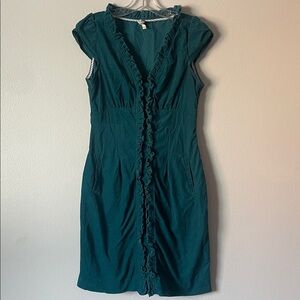 Maeve Women’s Corduroy Green Ruffle Dress Size 6